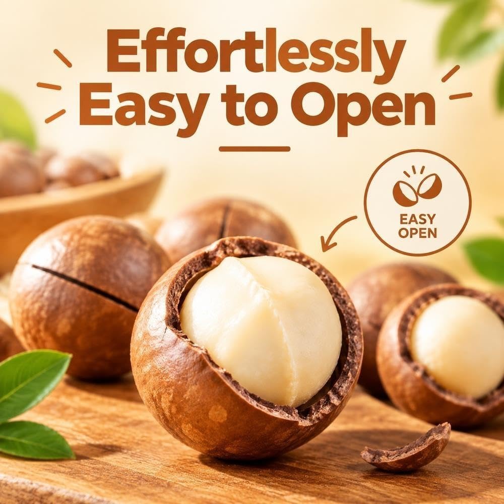 Noci di macadamia in guscio con apriscatole