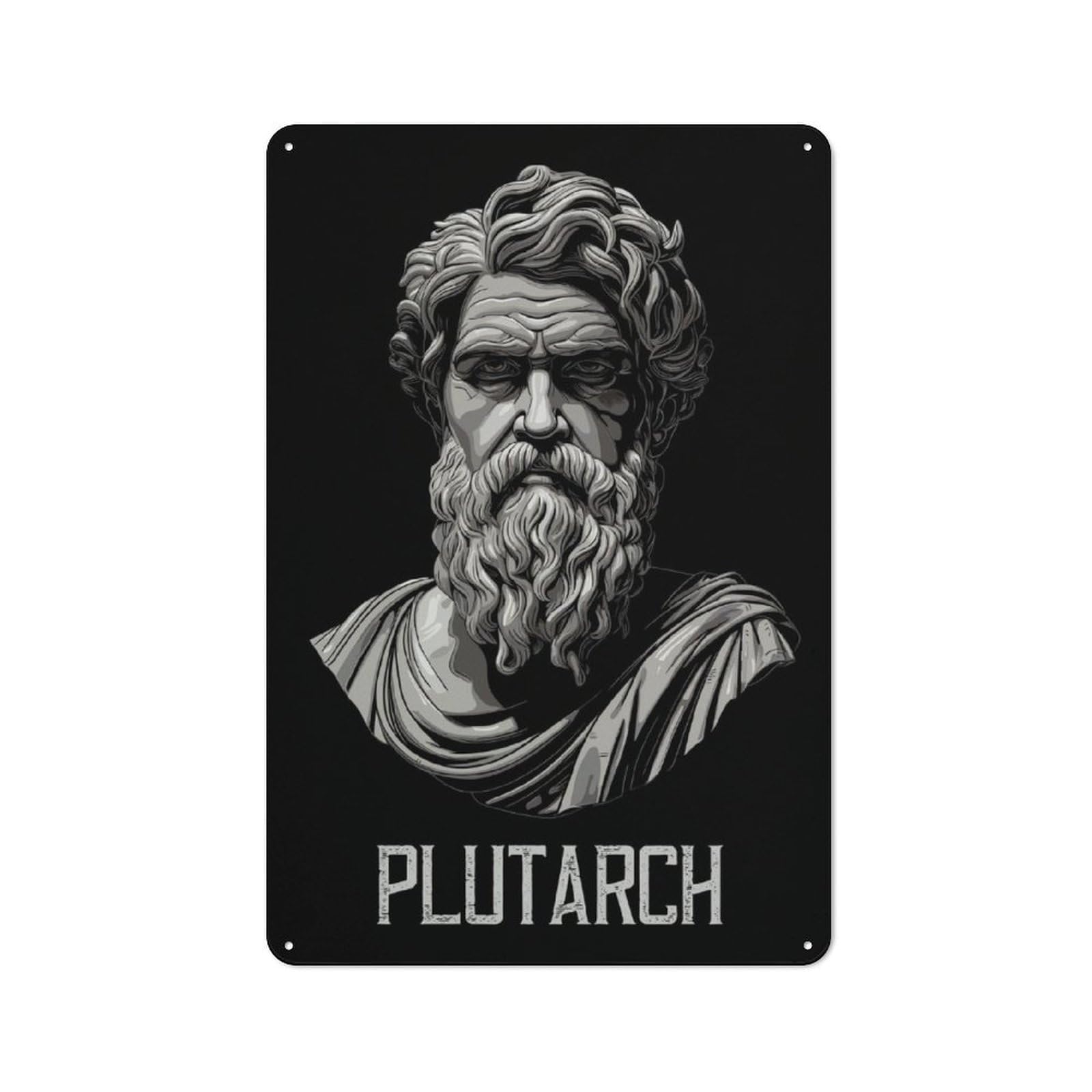 Junmoney Plutarch Greek Philosopher 30X20cm Rustic Metal Sign With For Guest Room Or Hallway, For Vintage Wall Decor Fans, For Metal Sign Collectors