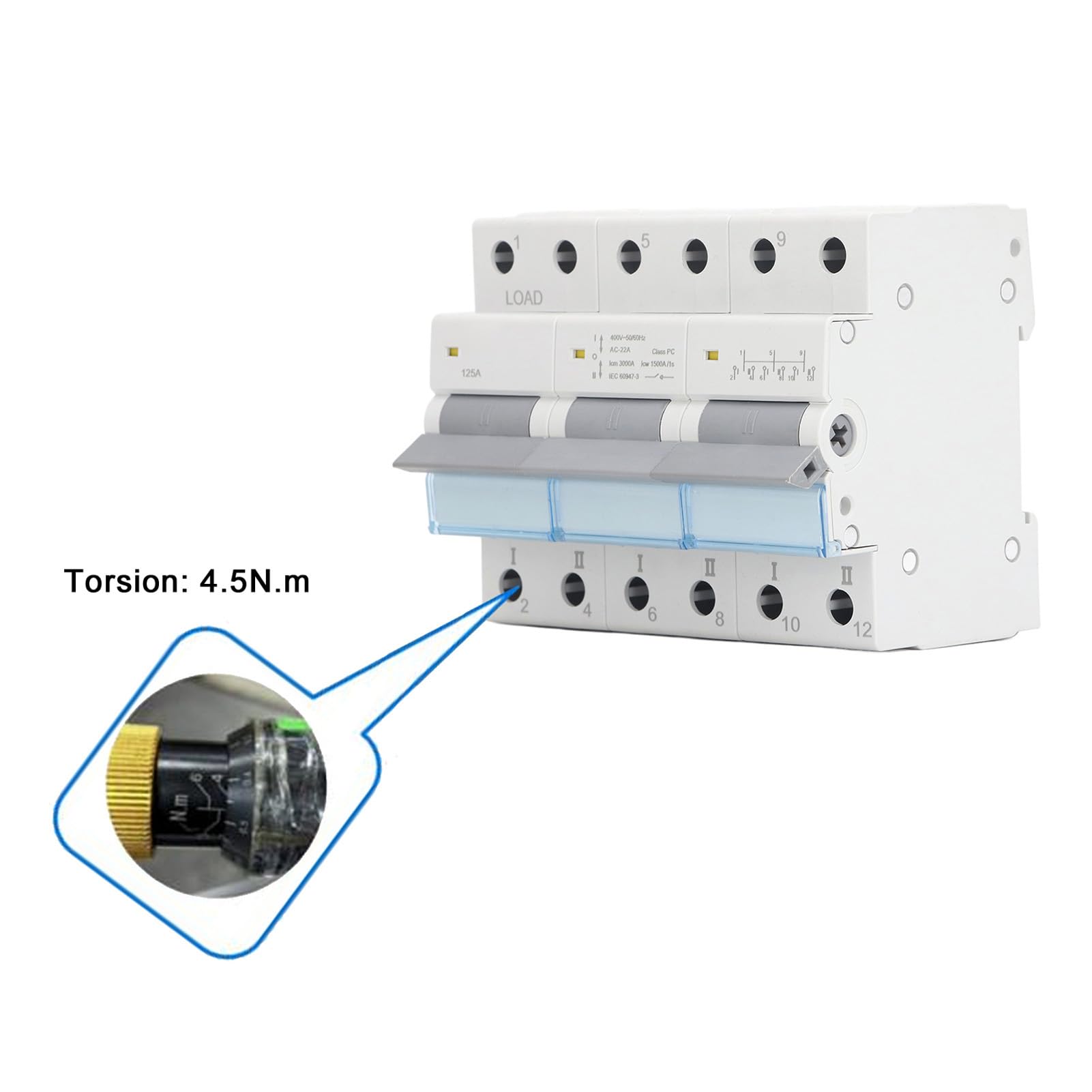 KIMISS Interruttore Automatico Sezionatore CC Solare 3P 125A 400V - Isolatore a Doppia Alimentazione per Sistemi Solari Eolici e Applicazioni di Array Fotovoltaici
