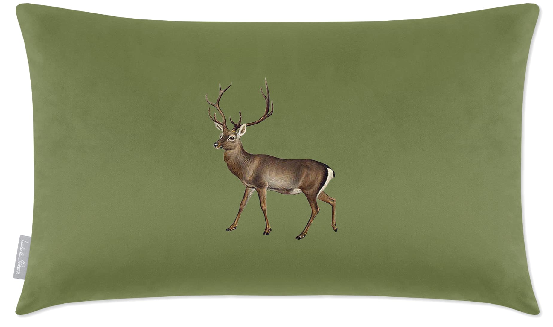 Izabela Peters Stag - Sage Cushions With Covers Included, Filled Cushion, Eco-Friendly Velvet Cushions, 50 X 30 Cm, Chair Cushions, Sofa Cushions, Seat Cushions