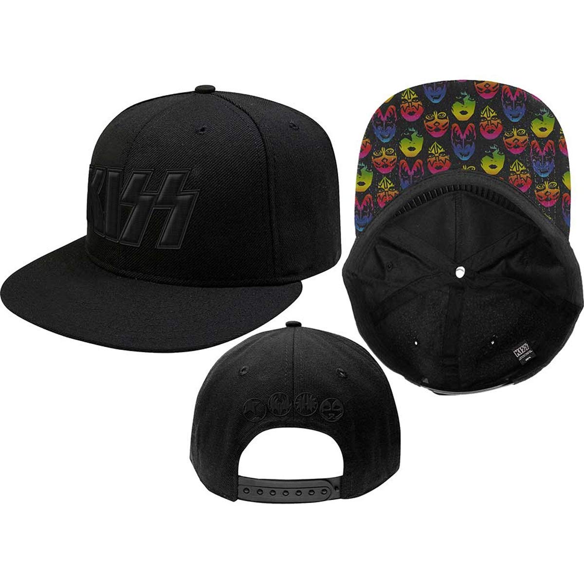KISS Men's Neon Faces Baseball Cap Adjustable Black
