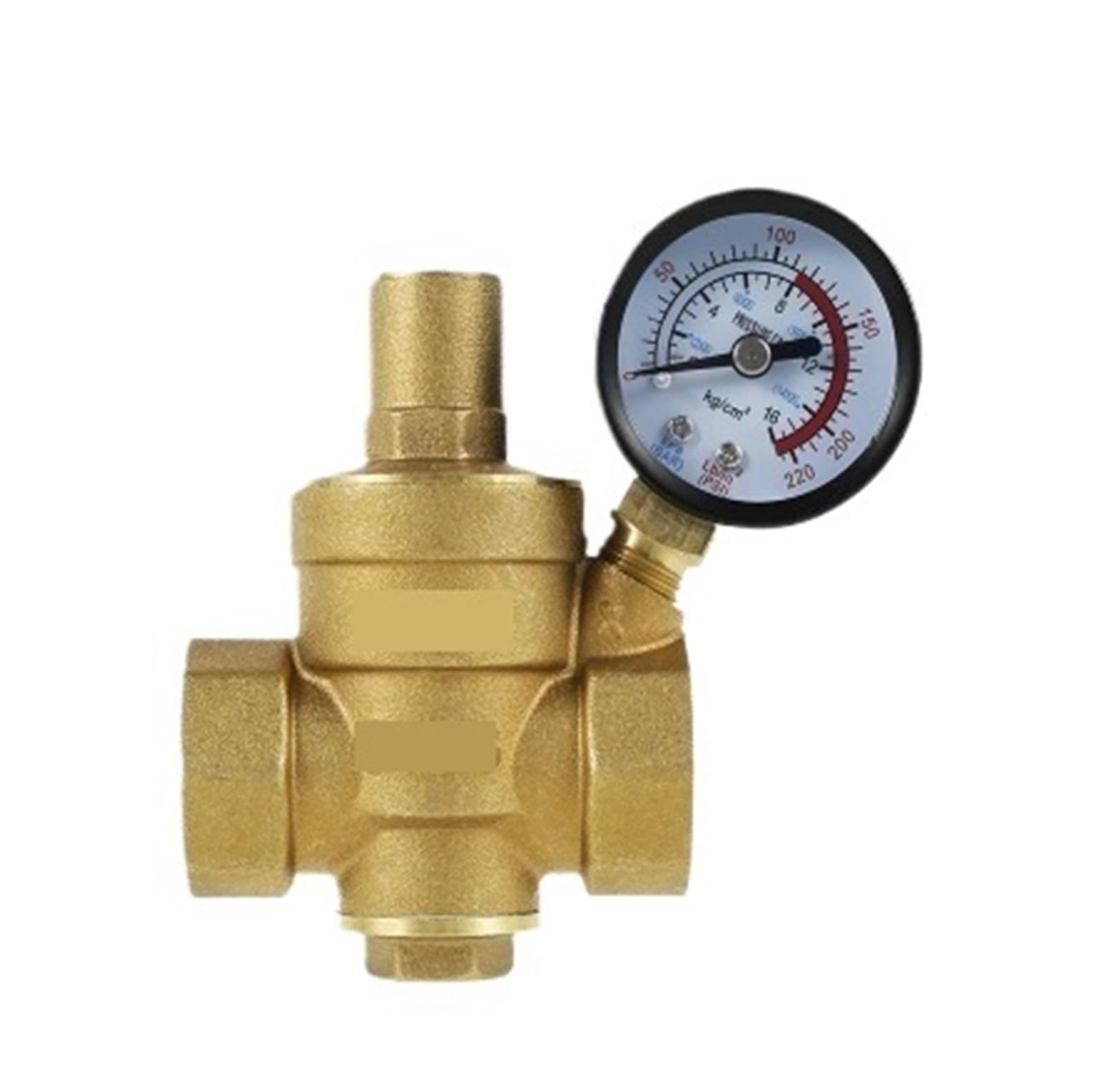 regulador de presion agua Válvula Reguladora de presión de agua de latón DN20 de 3/4 pulgadas, reductor de presión de agua, regulador DN15, medidor de válvula de alivio ajustable(DN15)