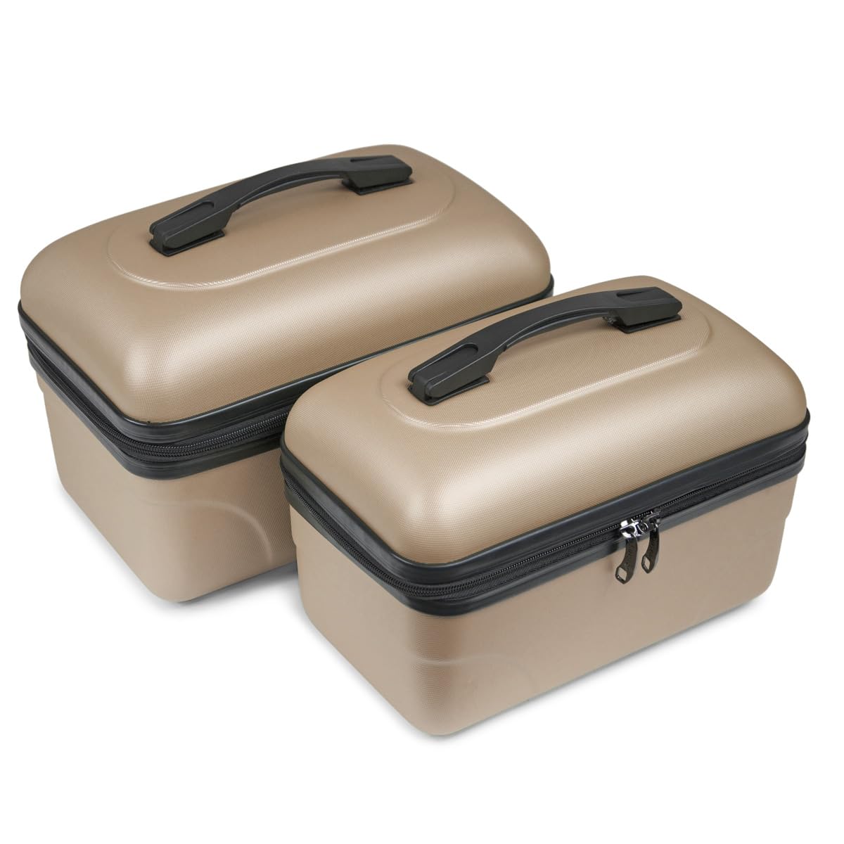 Vanity Da Viaggio Per Cosmetici - Trousse Rigida Con Maniglia, Scomparti Multipli, Blocco Con Lucchetto, Champagne/Grande - Foto 2