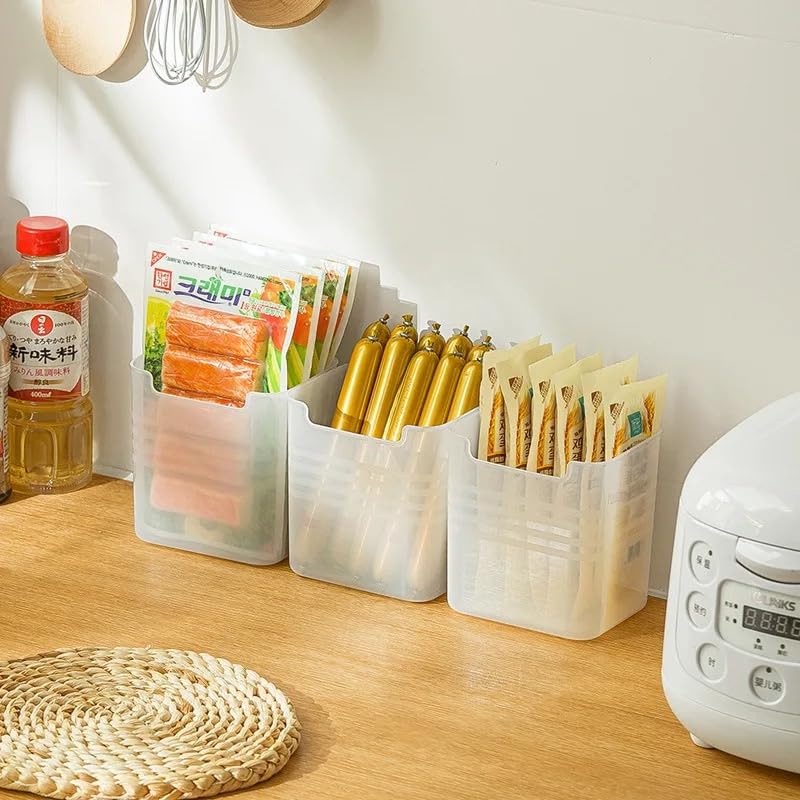 Image of SPECIFY 4 Fridge Multipurpose Containers - Space-Saving Refrigerator Side Door Organizer for Kitchen Fruits, Vegetables - Transparent Storage Boxes
