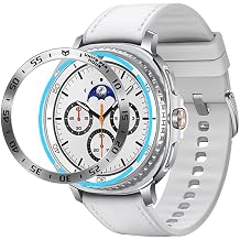 Methray Compatible With Samsung Galaxy Watch 8 Classic 46mm Bezel Ring Anti Scratch Stainless Steel Adhesive Protection Cover -Silver