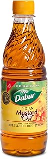 Dabur Kachi Ghani Mustard Oil - Oil for Skin and Hair Care, Cold-Pressed Oil Body Massage, Therapeutic-Grade Mustard Oil, Natural Oil from Mustard Seeds, Unrefined Mustard Oil (1 LTR.)