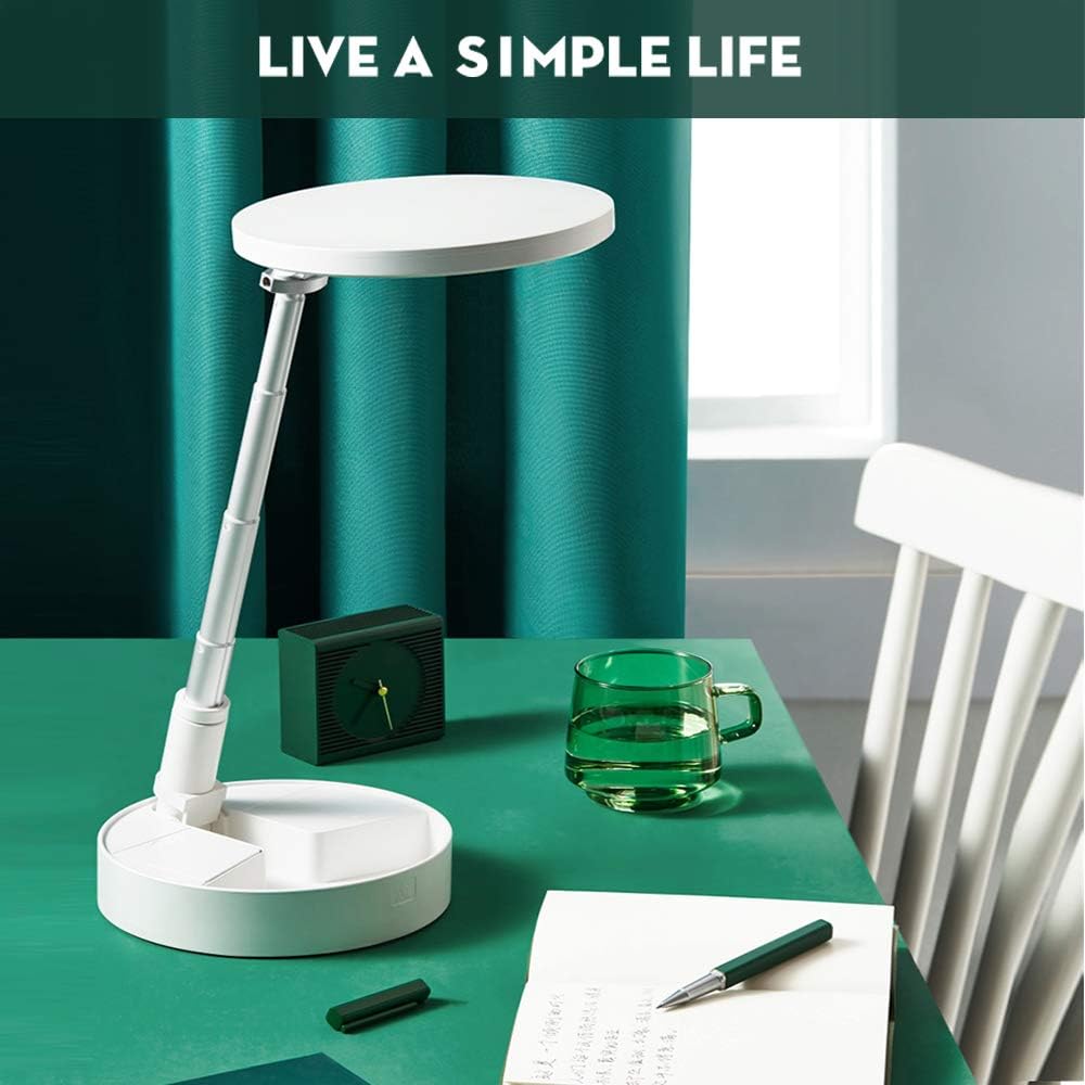 Suреr Chеар 🛒 Stylish Battery Powered LED Desk Lamp,Foldaway Table Lamps, Dimmable Office Lamp, Brightness Levels Adjustable, Touch Control, White, 10W, with Phone Dock Holder (White)