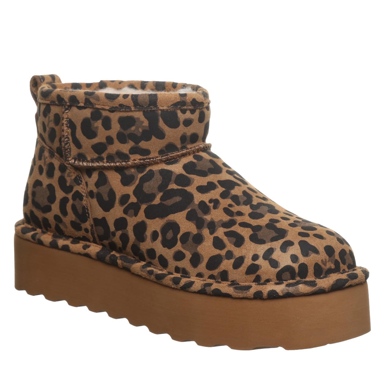 BEARPAW Womens Retro Shorty Exotic Tobacco Leopard Boot