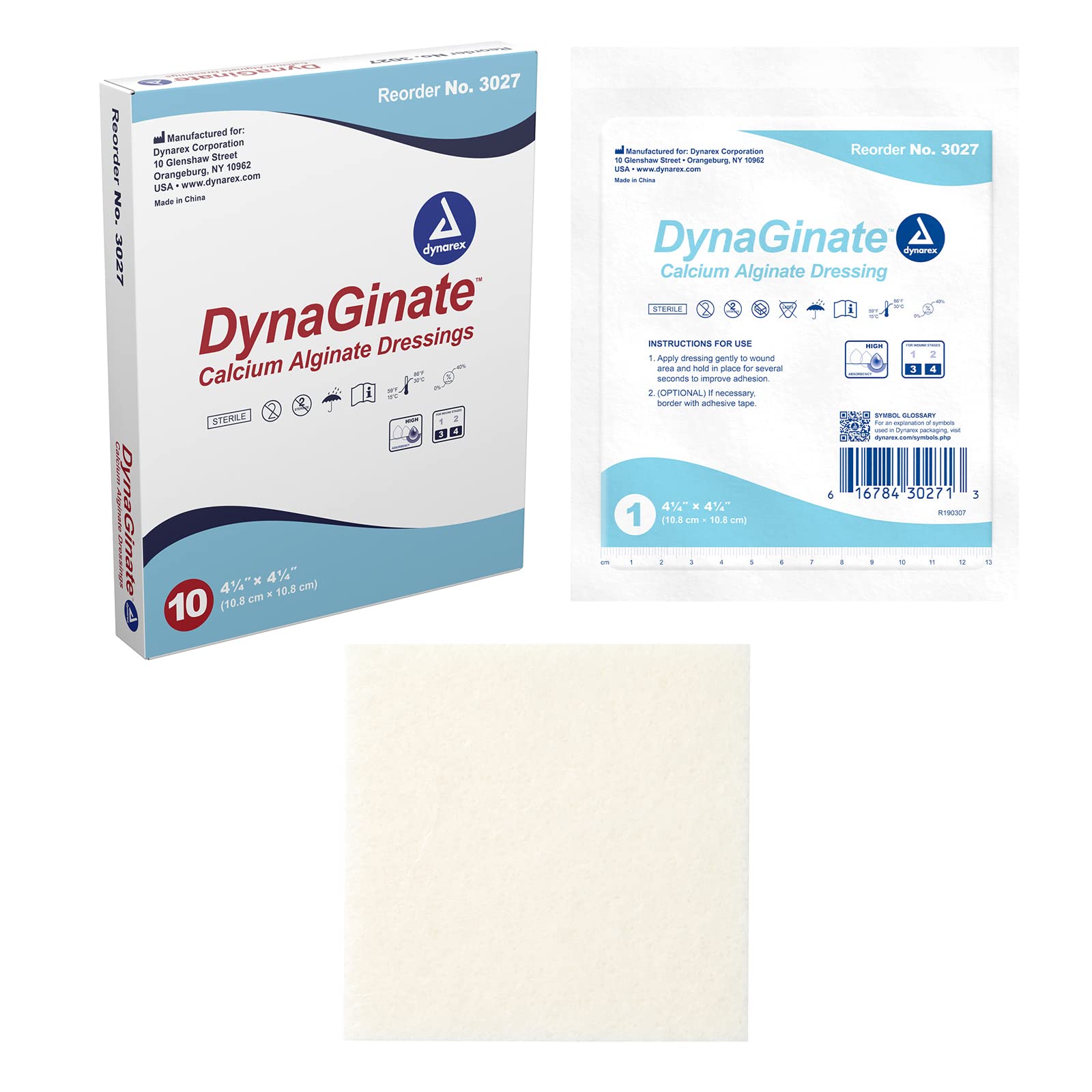 Dynaginate Calcium Alginate Dressing, 10Count/4.25 x 4.25"
