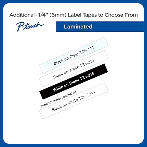 Miniatura 278 de Brother - Cinta de etiquetas laminadas P-touch M31, prémium, 0.47 pulgadas de ancho x 26.2 pies de largo, negra sobre transparente mate Negro sobre