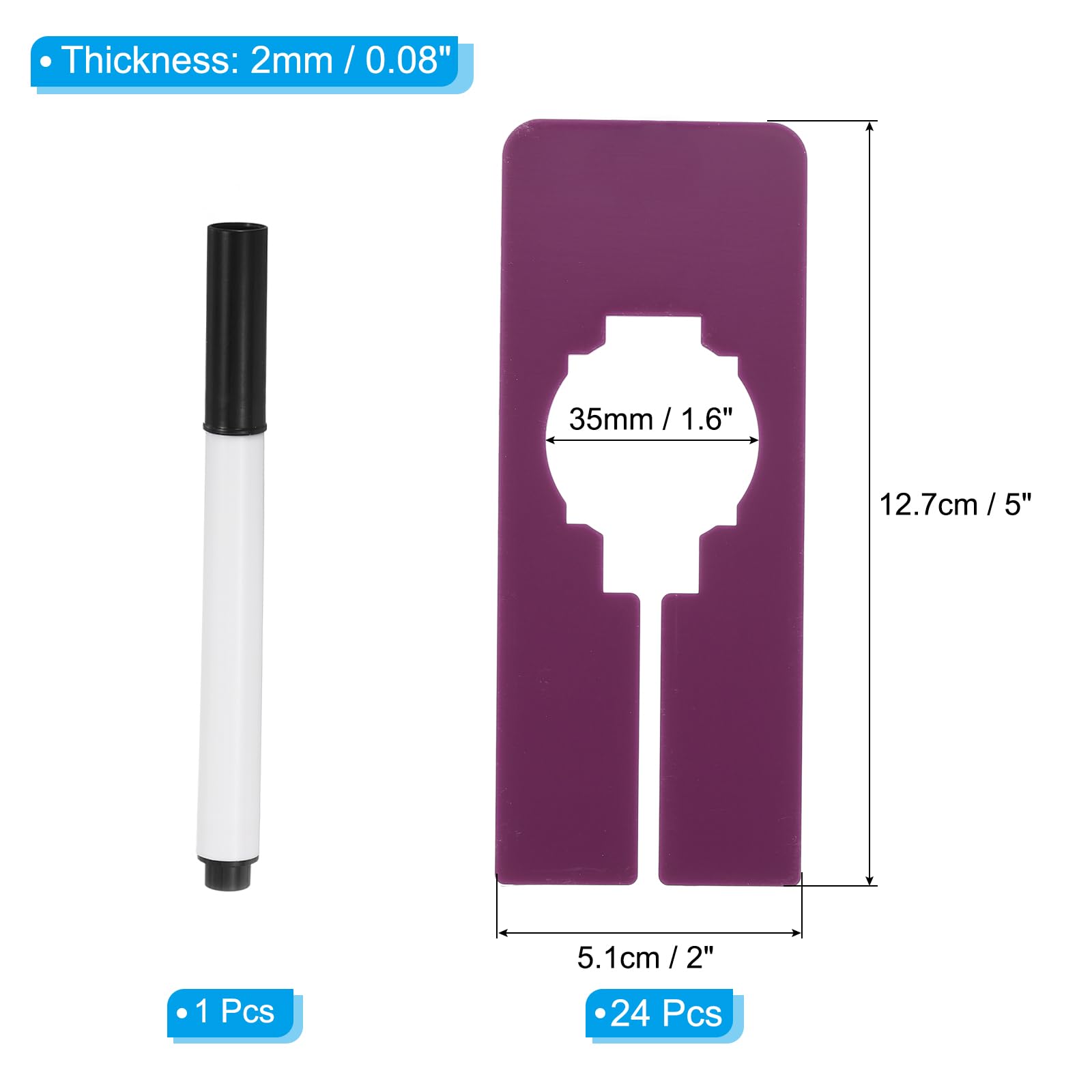 PATIKIL Clothes Dividers for Hanging Clothes, 24 Pack Rectangle Clothing Rack Dividers Blank Labels Sorting Separator with Marker Pen for Closet, Purple