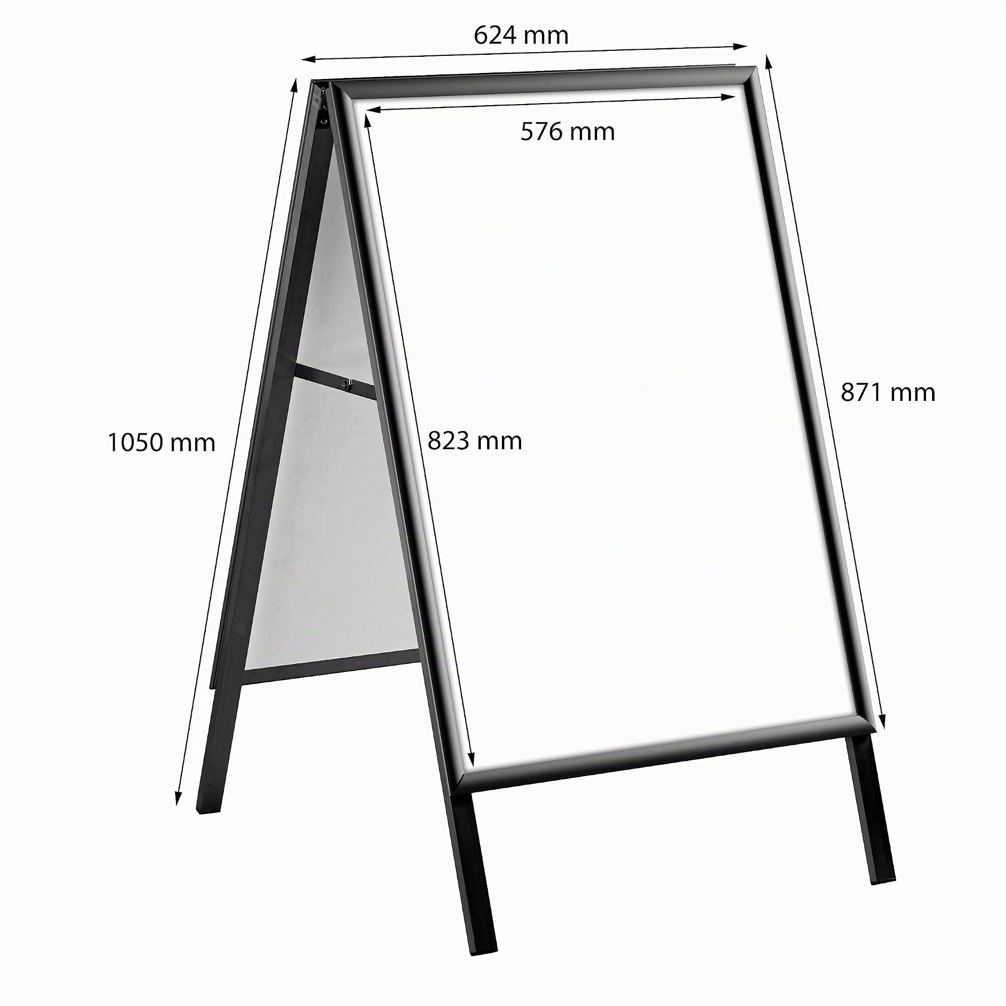 Plakatständer SLIM DIN A1 schwarz | Werbeaufsteller mit 32 mm Profil für A1 Plakate | Poster Aufsteller mit Wasserablauflöchern | Kundenstopper outdoor wetterfest inkl. 2 Schutzfolien