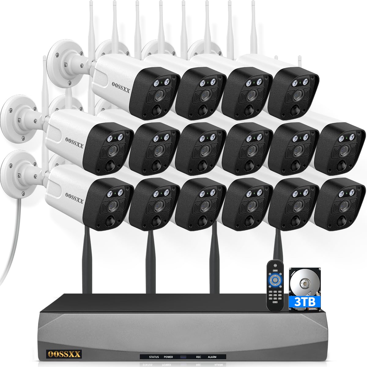 (2026 New) 5MP Wireless Security Camera System, 16CH NVR with 16 Outdoor WiFi Cameras &amp; 3TB HDD, Dual Band 2.4/5.8GHz, 55% Longer Range, 130° Wide Angle, 2-Way Audio, IP66 Waterproof, No Monthly Fee