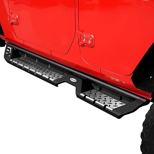 Miniatura 4 de u-Box JLU Unlimited - Barra de estribo lateral con placas de acero inoxidable para Jeep JL Wrangler 2018-2025 de 4 puertas