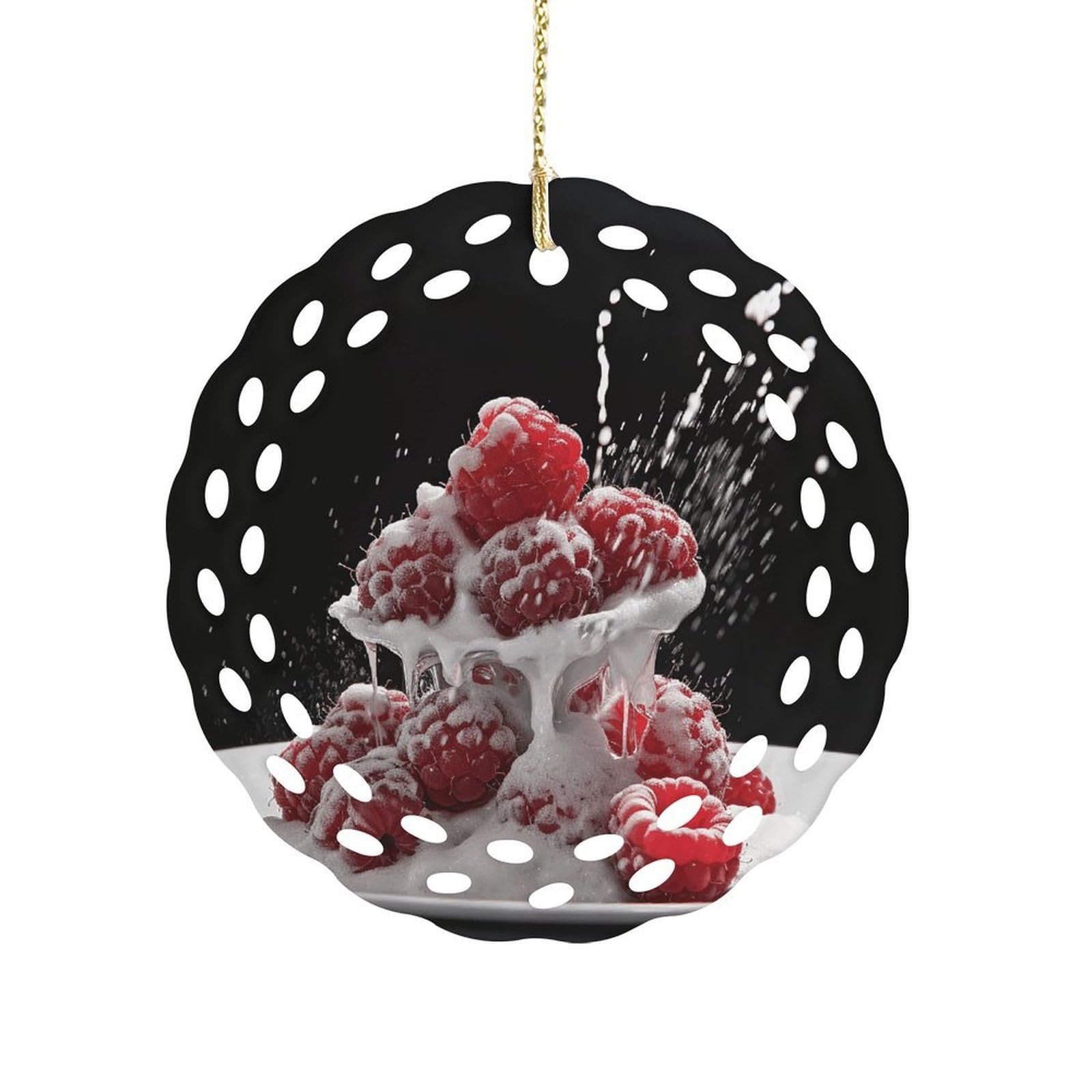 Fekiloot Women's Style Fruit On Sugar Ceramic Ornaments 3 Inch Round,Holiday Keepsake For ,Girls,Pet Owners,Hanging Ornament Gifts Idea For Home