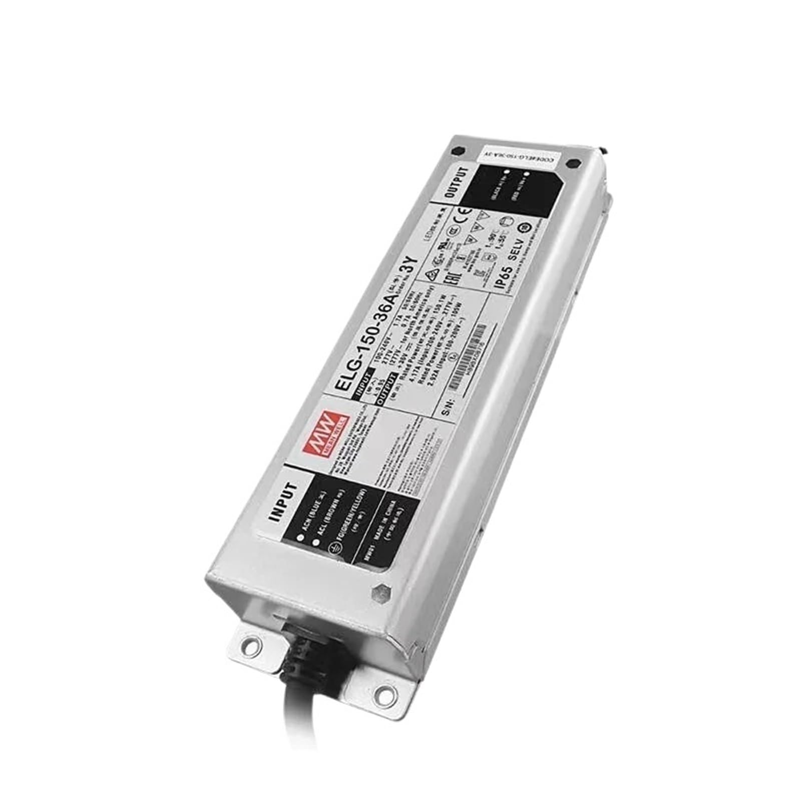 FCARUMIQP ELG-150-36A-3Y 36V/4.17A Constant Voltage LED Lighting Driver Buit-in Active PFC Function AC-DC Indoor Outdoor IP65