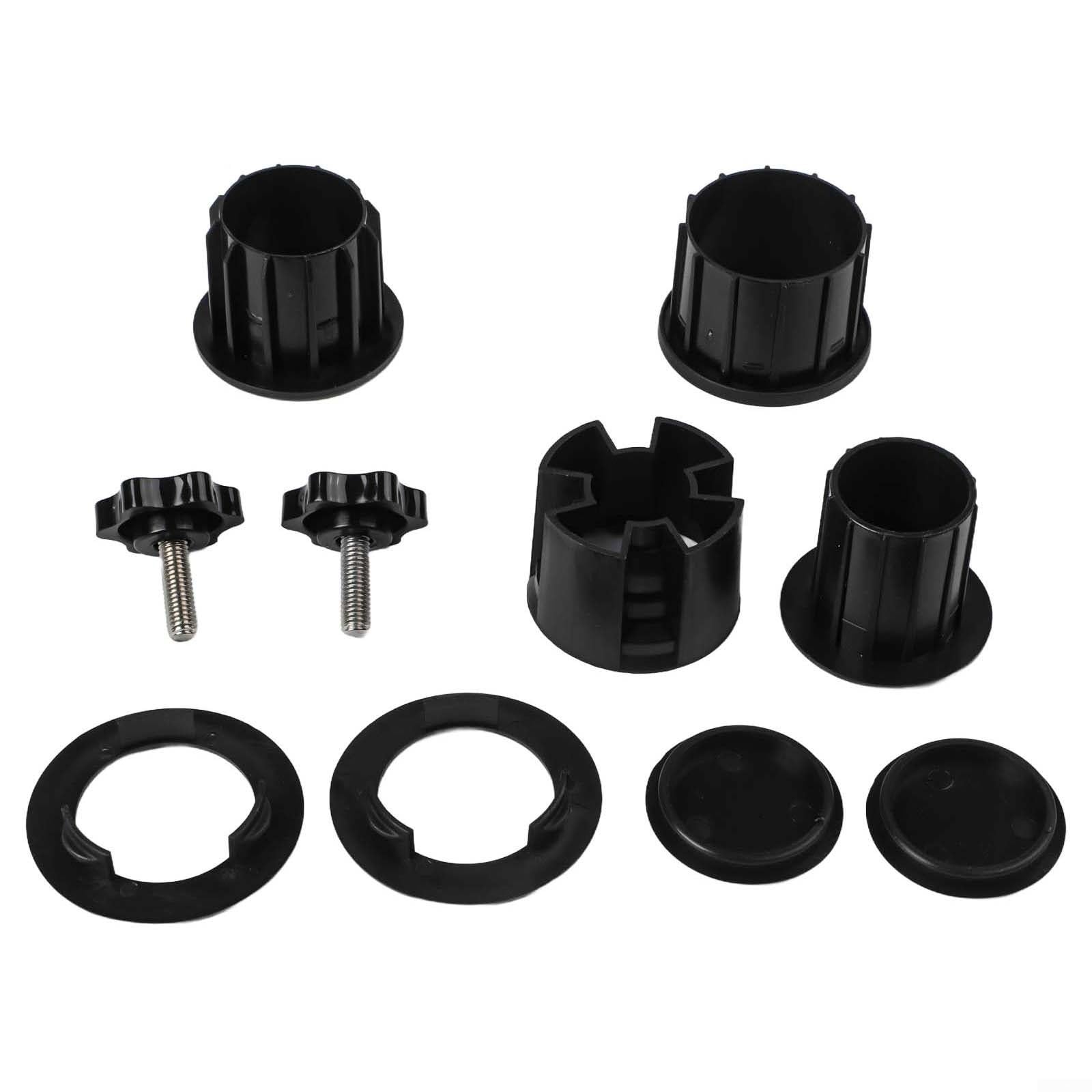 Momfin 8-Piece Patio Umbrella Base Bracket Accessory Set With Plastic Pipe Sleeve Reducer Rings, M8 Fixing Screws And Hole Covers For BBTO Pole Stand In Garden Or Outdoor Use