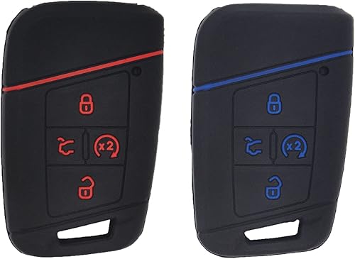 Miniatura 1 de LemSa 2 piezas de 4 botones de goma Smart Key Fob Cover Case Shell Remote Keyless Protector bolsa titular para 2021 2020 2019 VW Volkswagen Tiguan