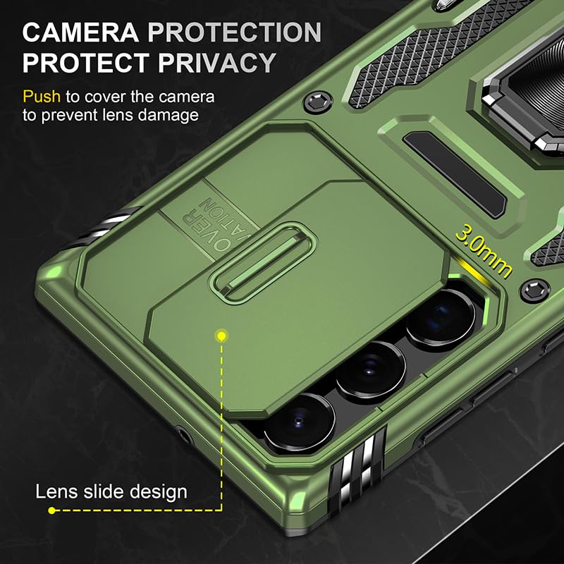 Coque Samsung S23 Ultra antichoc vert avec protège-écran et support - 4