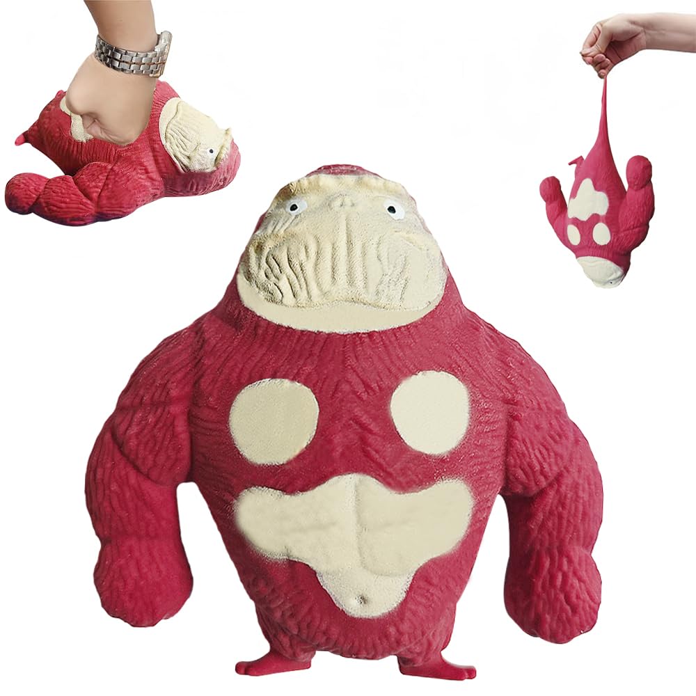 HuaMuDM Gorilla Spielzeug für Stressreduktion, Squeezable & dehnbare Latex Affe, lustige braune Spielzeug