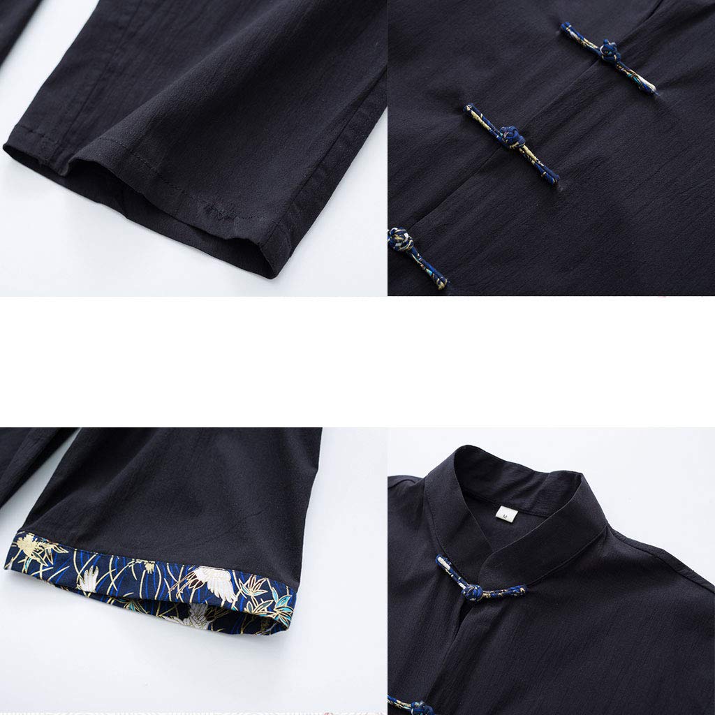 ZHOUXIAO Abbigliamento da Uomo in Tai Chiuso da Uomo Kung Fu Vestiti Tradizionali Cinesi a Maniche Lunghe, Ampio Vestito di sizetang Pantaloni Hanfu Giacche Giacche Arti marz green-3XL