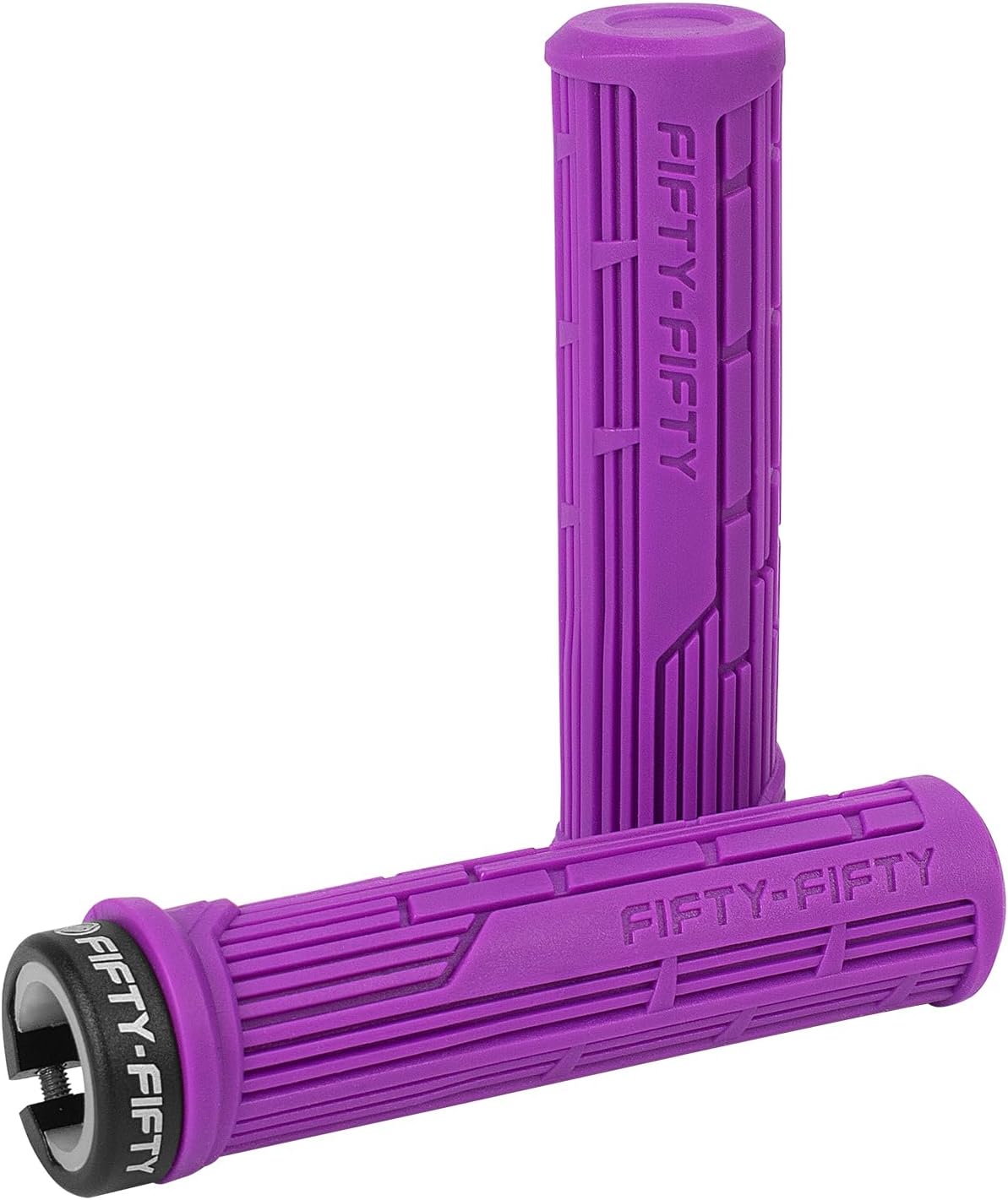 FIFTY-FIFTY Mountain Bike Grips, Single Lock-on MTB Handlerbar Grips, Soft and Comfortable, Non-Slip Locking Bicycle Handle for All Mountain, Enduro, Downhill