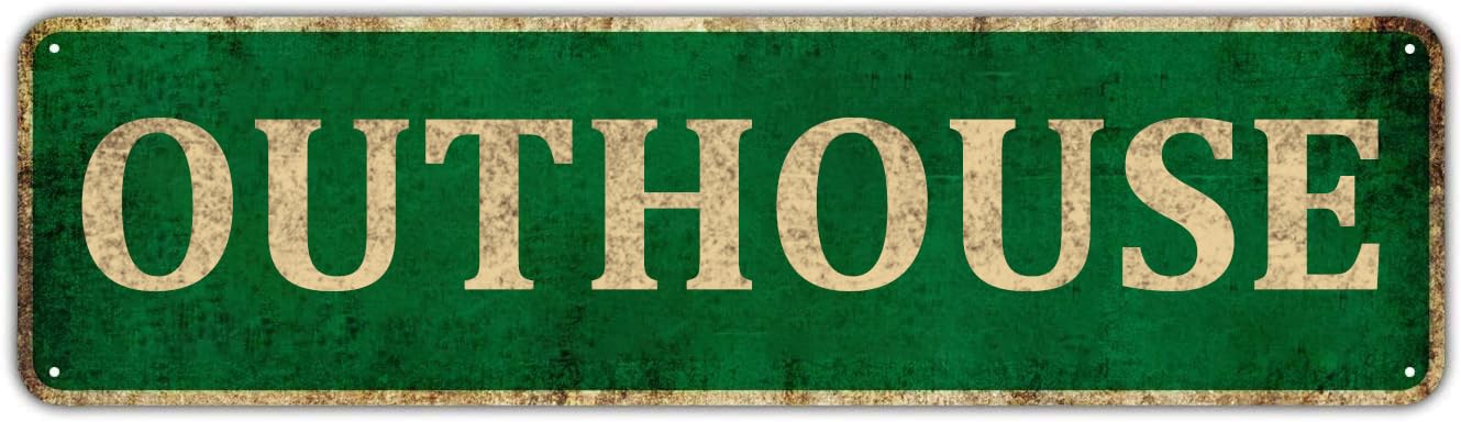 Outhouse Metal Plaque Rustic Tin Sign Retro Wall Decor,Vintage Aluminum Sign 4x16 Inch