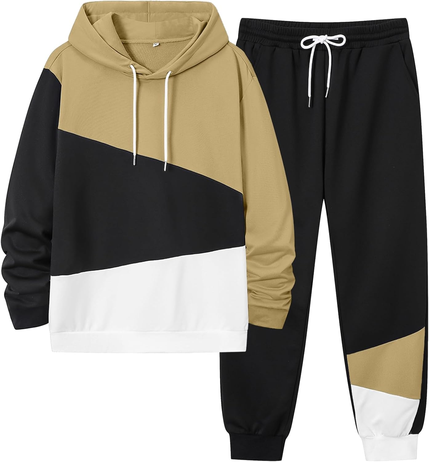 LecGee Men's Tracksuit 2 Piece Athletic Color Block Hoodie and Sweatpants Casual Sweatshirt Joggers Sweatpants Set for Men