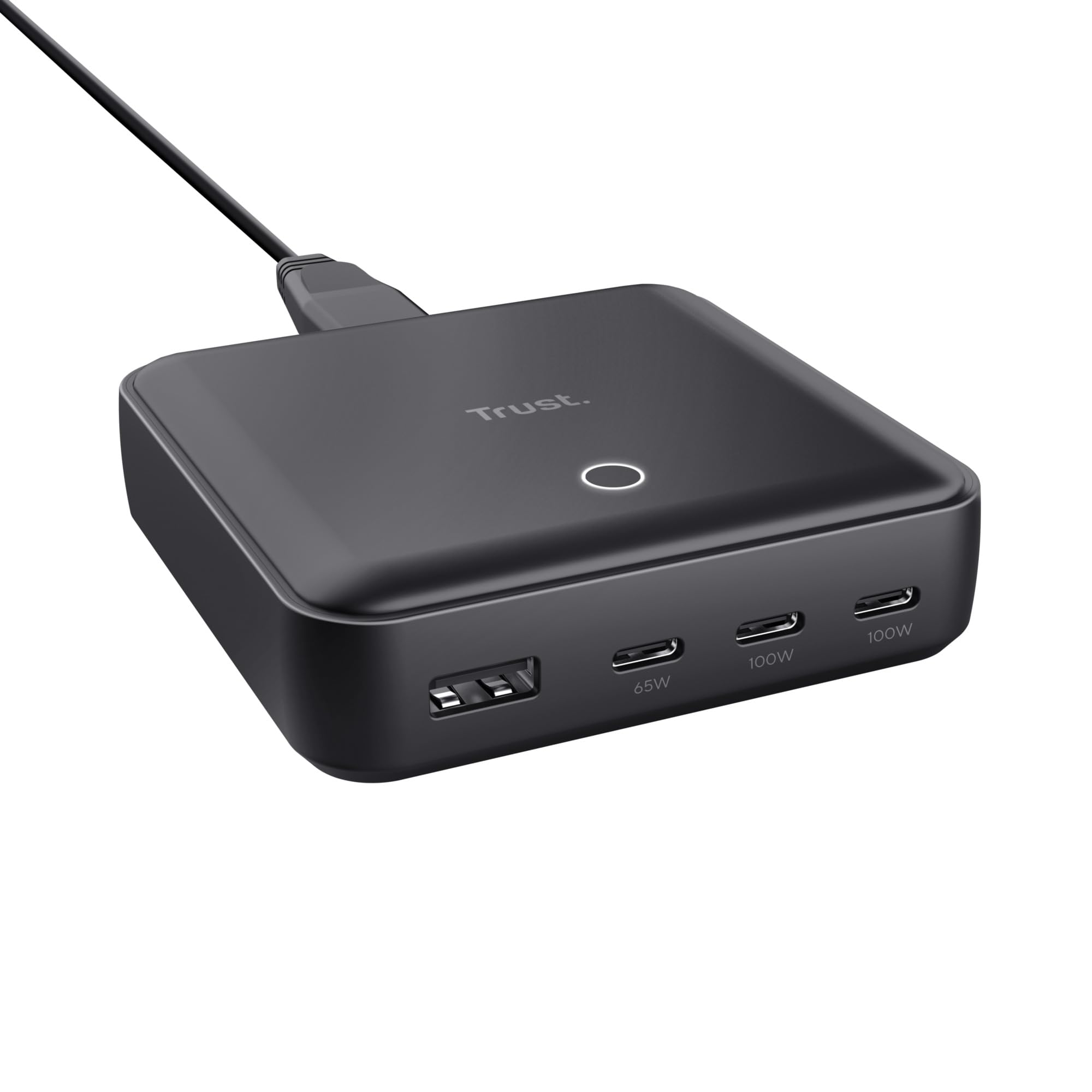 Trust Maxo 100W Multipresa USB C, Caricatore USB-C x3 USB-A x1 | Cavo di Alimentazione 1,5 m, Hub Stazione di Ricarica USB Multipla per iPhone Samsung Galaxy Tablet Laptop