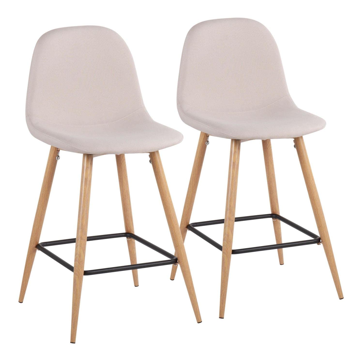 Photo 1 of LumiSource Pebble Set of 2 Counter Stool in Natural Metal Finish B24-PEB NABG2
