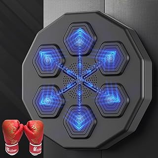Smart Music Boxing Machine 15.7inx15.7inx3in Wall Mount Musical Punching Machine Boxing Equipment Wall Targets Hit The Target According To The Music And Lighting ( Size : Boxing Machine+Adult Gloves )