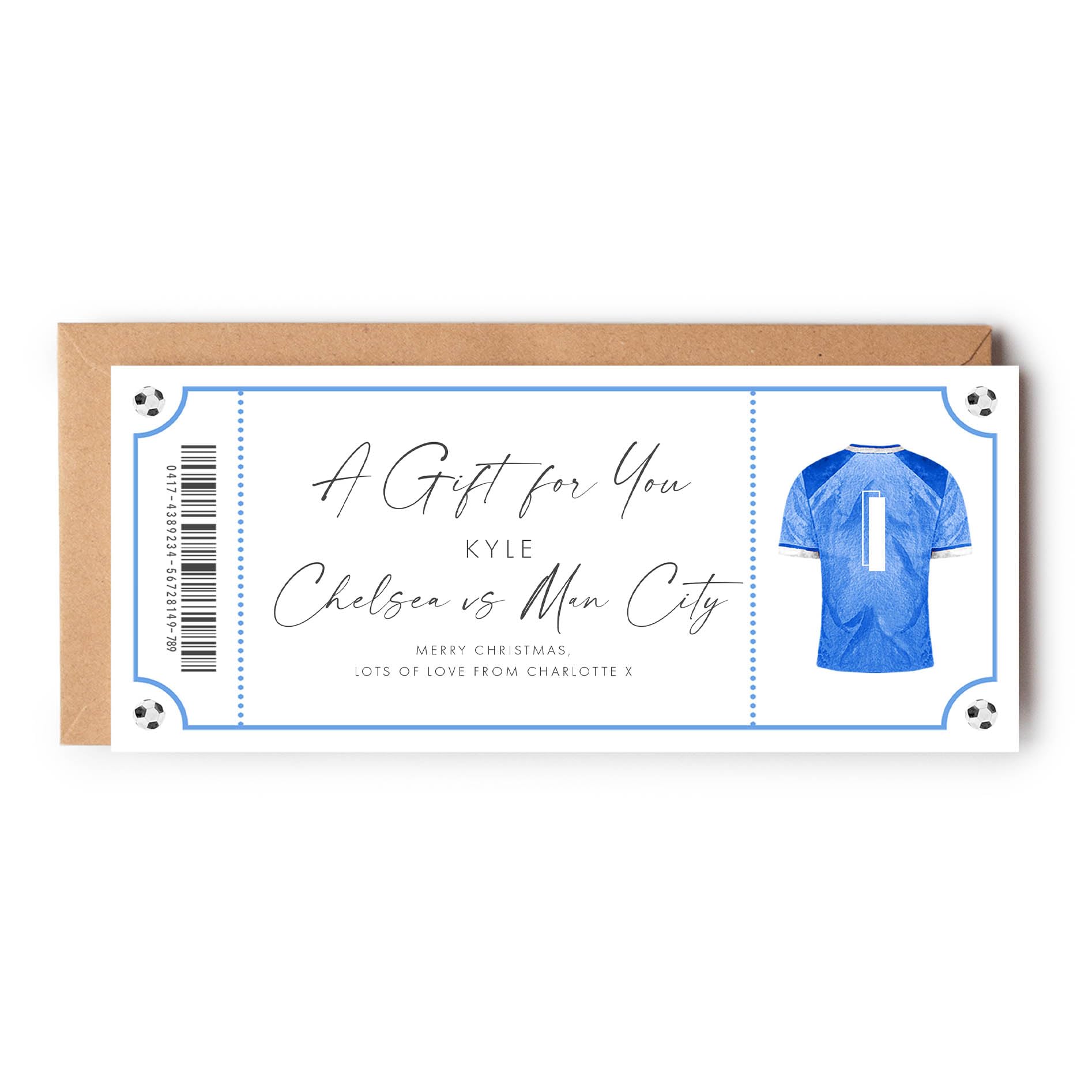 Chelsea Stadium Tour Ticket Personalised, Chelsea Football Tickets Surprise Gift Reveal, Custom Football Voucher Card, Blue Everton Stadium Tour Ticket, Birthday Gift Vouchers for Boys Footie