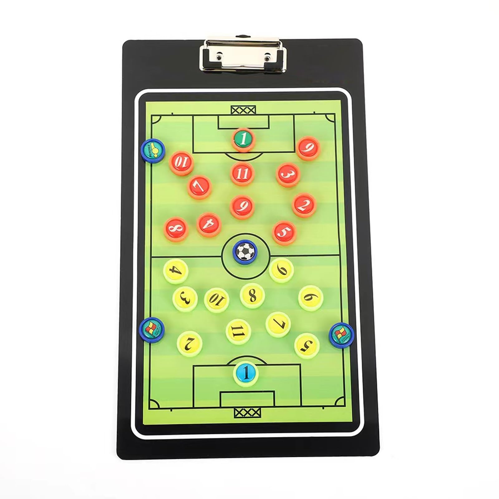Trocken Abwischbares Fußball-Coaching-Board, Magnetisches Fußball-Strategiebrett, Kunstleder, Simuliertes Spielfelddesign, mit Schachfiguren und Marker-Radierer, Taktische Planung