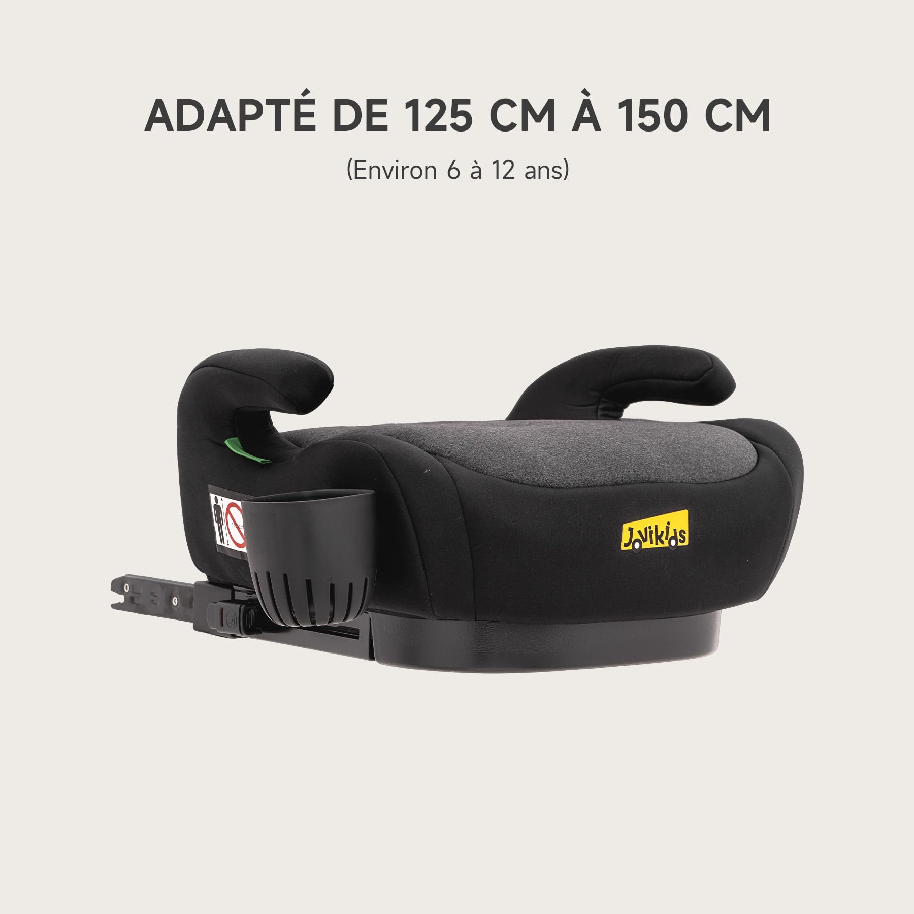 Jovikids Rehausseur Isofix I-Size 125-150cm (Groupe 2/3, Environ 6-12 Ans, 15-36 Kg), Siège Auto pour Enfant, ECE R129, Brun