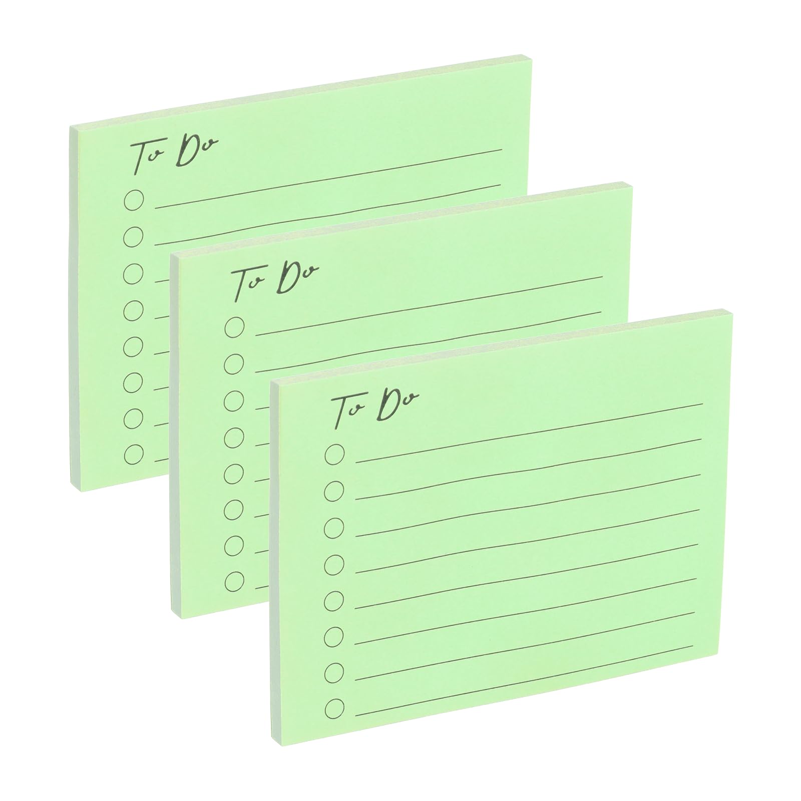 PATIKIL 4x3 to Do Lined Sticky Notes, 3 Pad Daily to Do List Notepads Sticky Notes, Checklist Message Self-Stick Pads for Home Office Reminders Lists Planning, Light Green, 50 Sheets/Pad