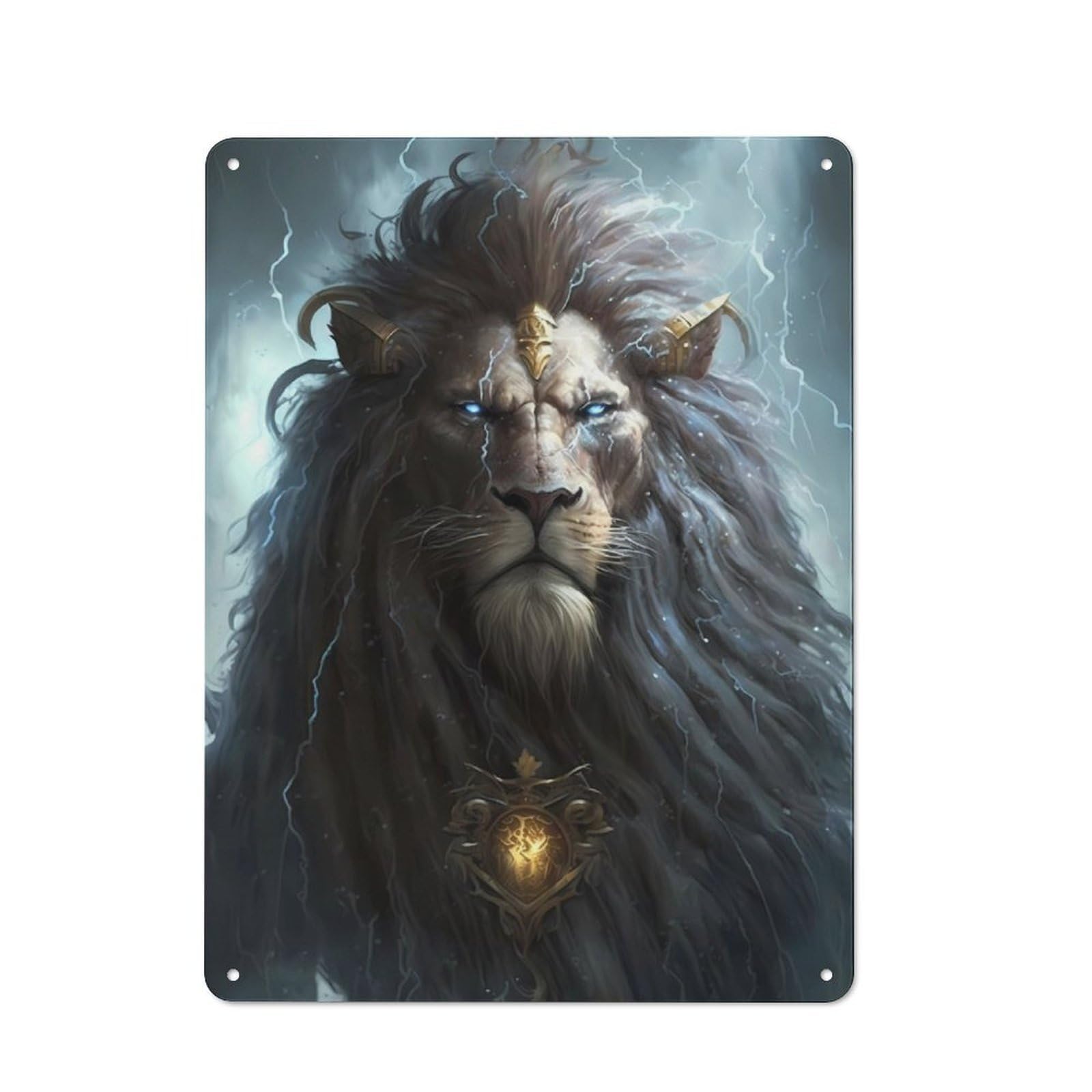Junmoney Lion Fairy Godmother Tin Wall Plaque 40X30cm With For Man Cave Or Games Room, A Housewarming Gift For Leisure-Room Decor Enthusiasts