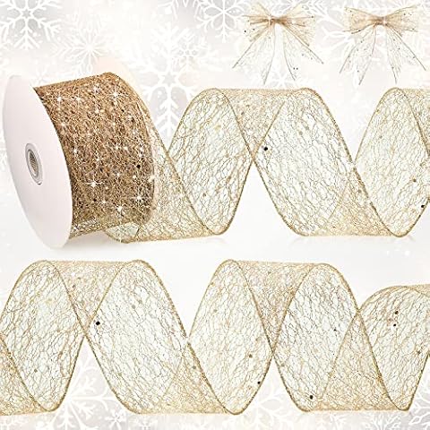 Geosar Glitter Mesh Ribbon for Christmas Decor Cover
