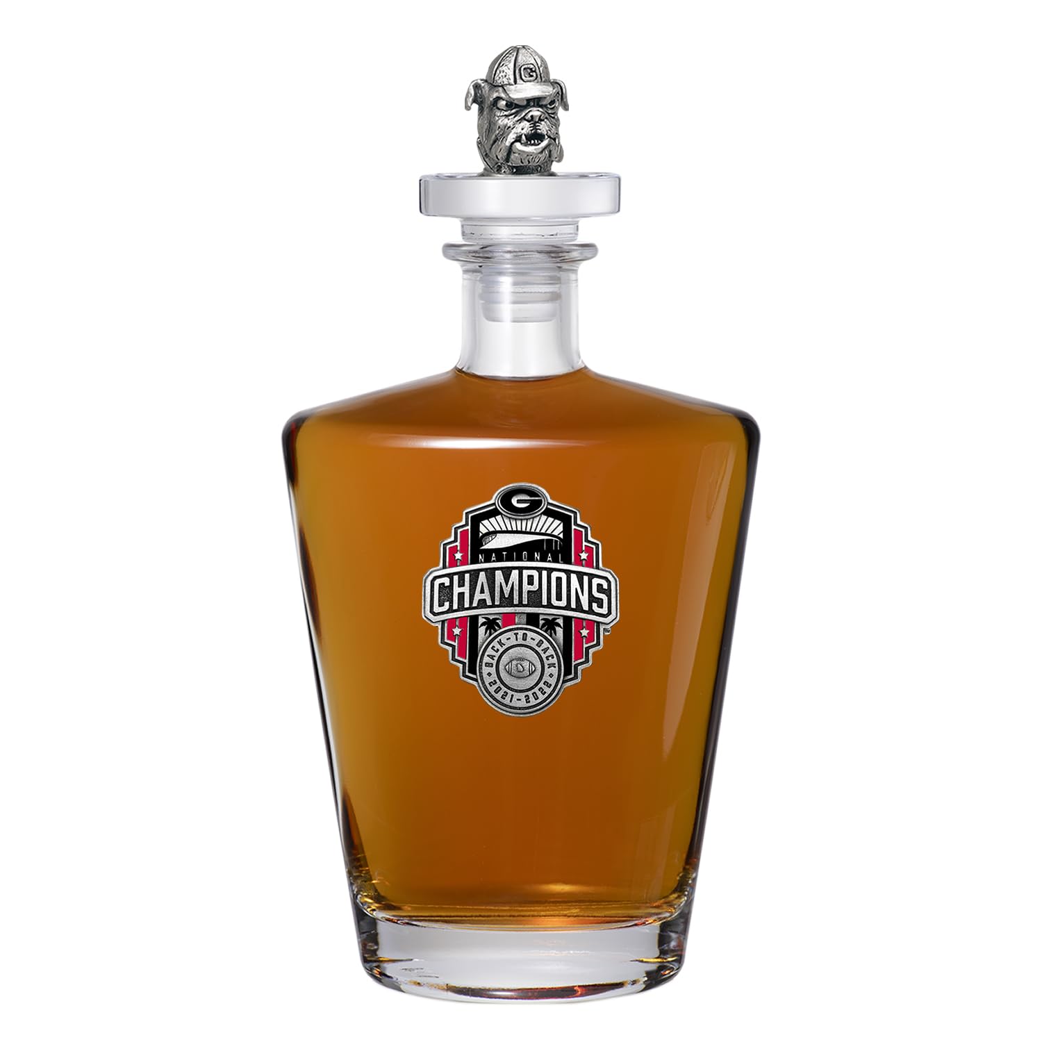 Heritage Pewter Georgia Bulldogs 2022 National Championship Royal Container with 3D Stopper | 30 OZ Container | Expertly Crafted Pewter Glass