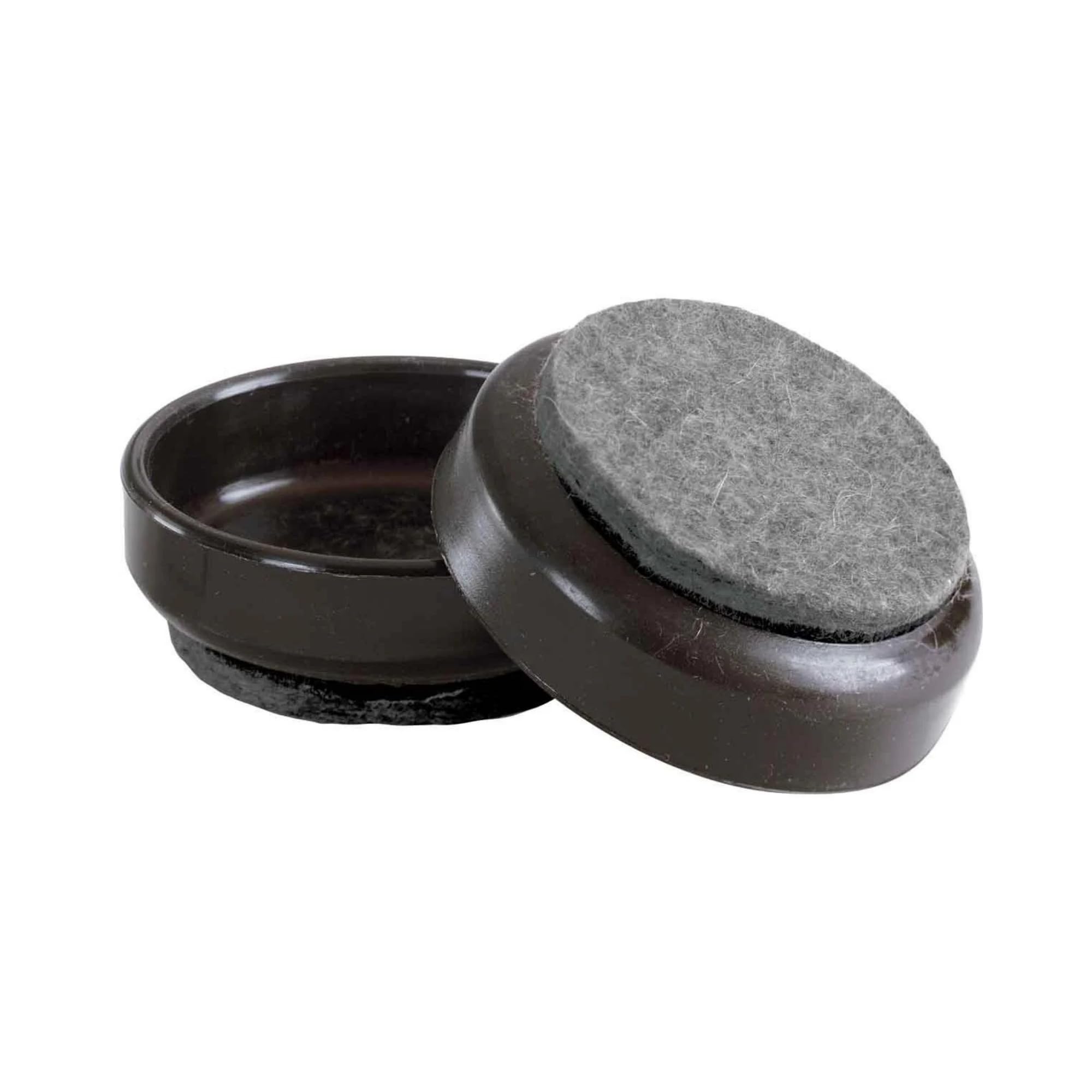 Felt Gard Round Furniture Castor Cups 60mm Felt Base Brown, Non-Slip Pads for Furniture and Chair Legs, Pack of 4