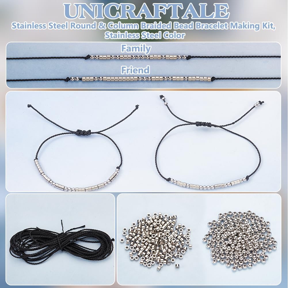 Kit Complet Fabrication Bracelets Code Morse - 200 Perles Acier Inoxydable + Cordon + Cartes Décodage - Idéal DIY Bijoux