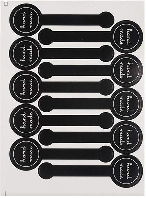 200 Pcs( 20 Sheets) Black Lollipop Hand Made Sealing Stickers Self Adhesive Paper Sticker Labels Decorative Baking Labels for Handmade Food Packaging Gift Wrapping etc