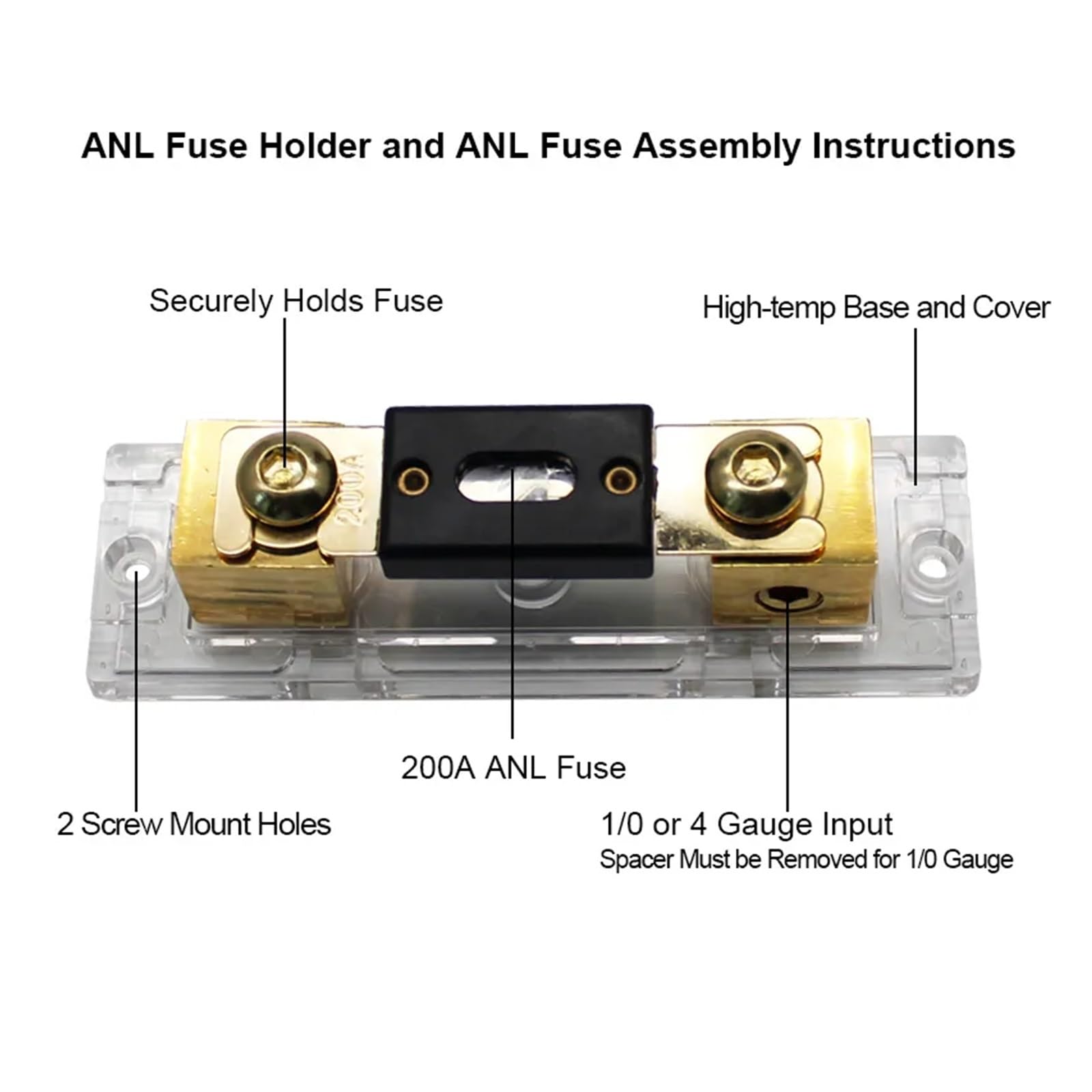NURII 2 Stück 40A 60A 80A 100A 200A 250A 300A Sicherungen AMP ANL Sicherungshalter, Anschraubsicherung Kfz-Sicherungshalter (Size : 50A)