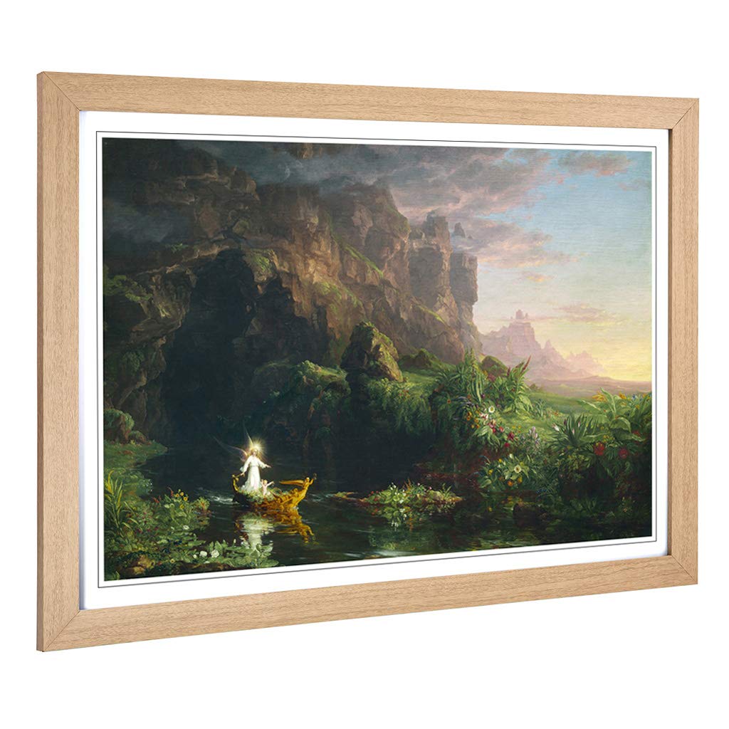 Big Box Art Framed Print of Thomas Cole The Voyage of Life Childhood Design | Wall Art Picture | Home Decor for Kitchen, Living Room, Bedroom, Hallway, Oak, A2 / 24.5x18 Inch / 62x45cm