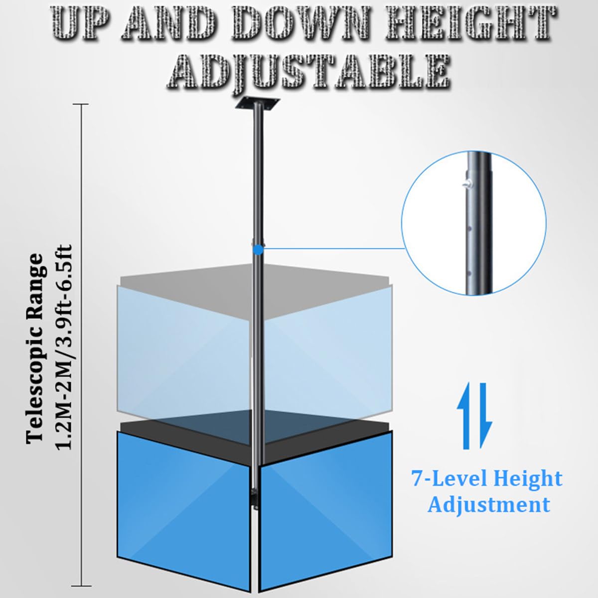 Soporte de TV de techo para 3 o 4 pantallas, compatible con la mayoría de televisores de 32 a 75 pulgadas, soporte de TV de techo ajustable y giratorio de 360°,4screen