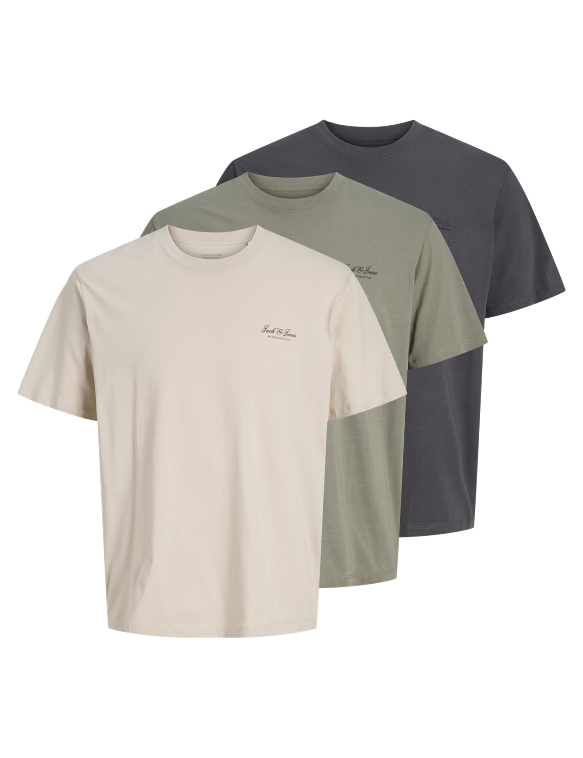 JACK & JONES Herren Jjearchive Graphic Tee Ss O-Neck 3Pk Mp (3er Pack)