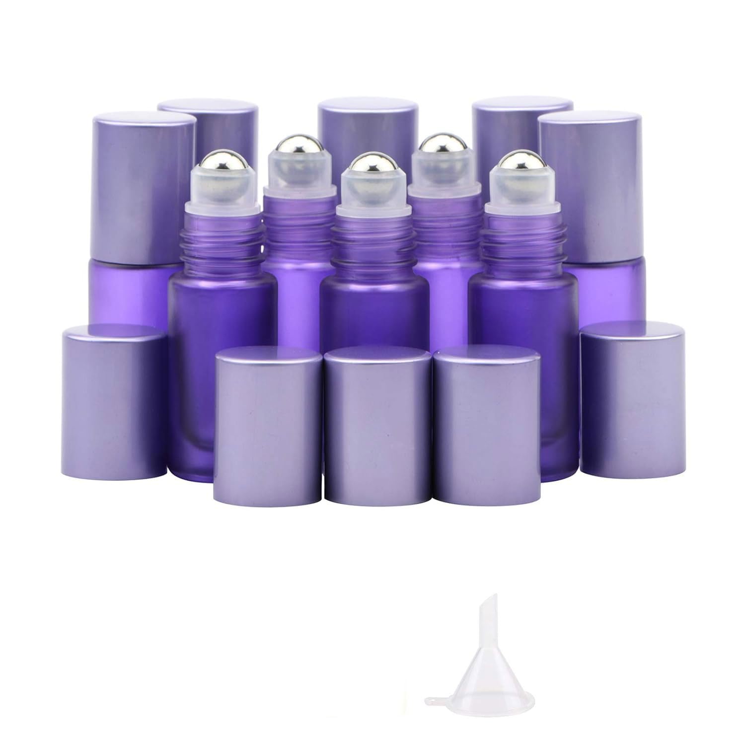 Kesell 5ml Essential Oil Roll-on Bottles with Aluminum Cap, 10-Pack | Stainless Steel Roller Balls, Empty Refillable, Travel Size, for Perfume, Frosted Purple-image-28