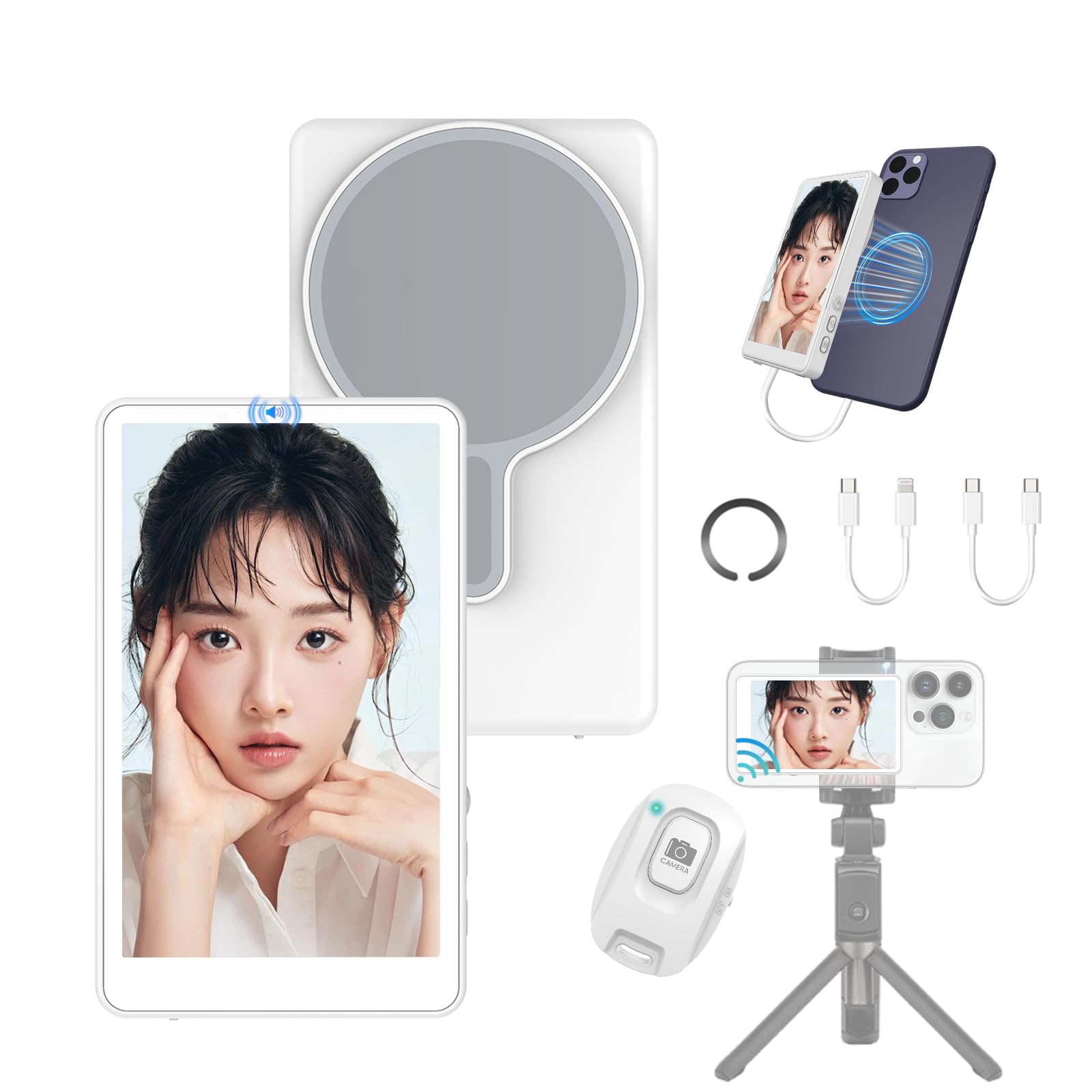 Amazon.co.jp: iPhone用自撮りモニター スピーカー付き磁気式スマホ