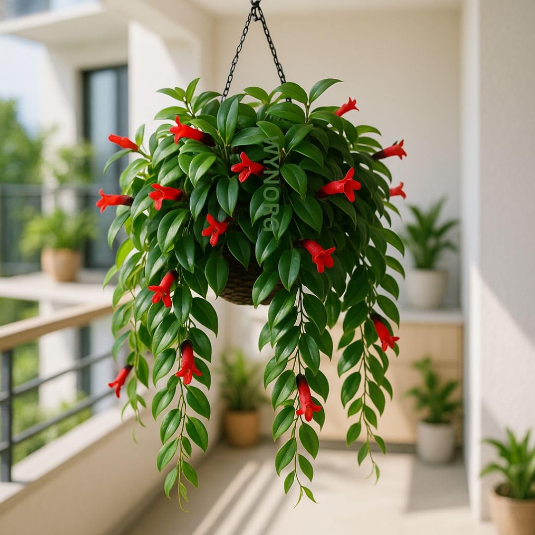 WYNORG Hanging Plants – Indoor & Outdoor Decorative Bundle | Air-Purifying, Low-Maintenance Home & Office Decor. Spider Plant, Fern, Golden Pothos, English Ivy etc. (LIPSTICK)-image-6