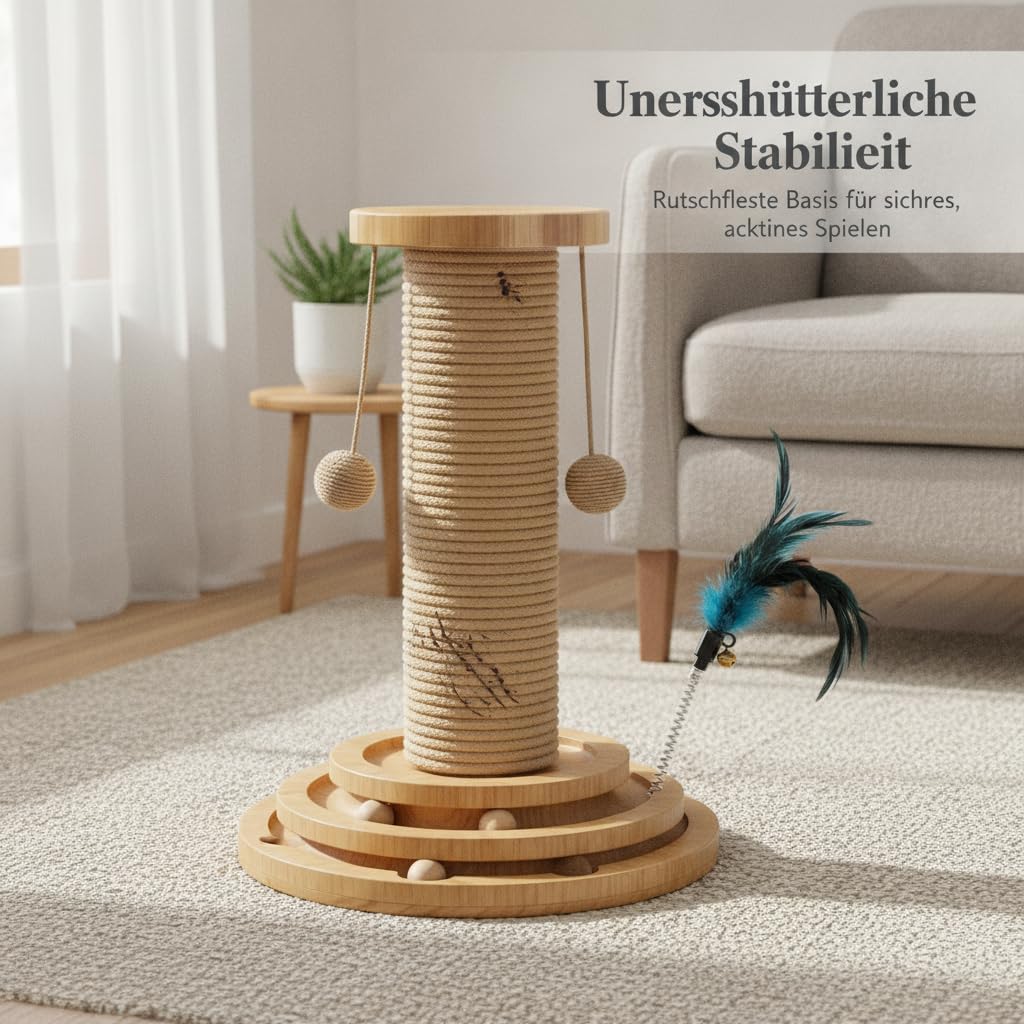 Kratzbaum für Katzen aus Sisal und mit Spielzeug, in-Eins-Design, rutschfest, Vier-in-Eins-Katzenkratzbaum