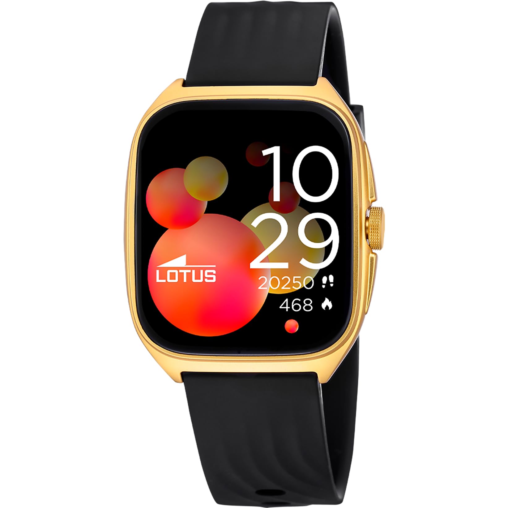 LOTUS Reloj Inteligente Hombre Mujer - Caucho Negro | Resistente al Agua IP65, Voz IA, Control Música, Cuenta Pasos y Calorías, Teléfono 50211/1 Ondas 2, Smartime 2nd Gen